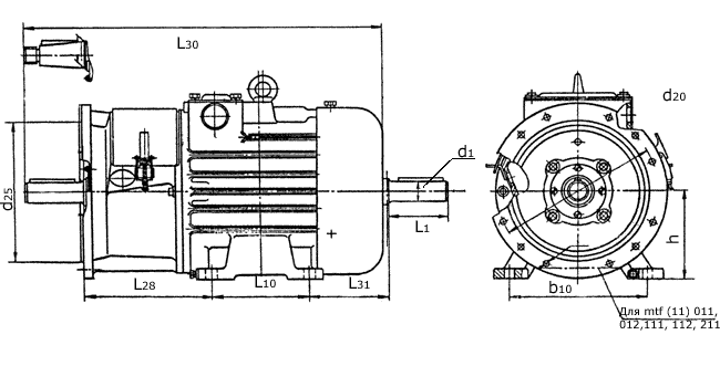Чертежи, габаритные, установочные присоединительные размеры крановых электродвигателей